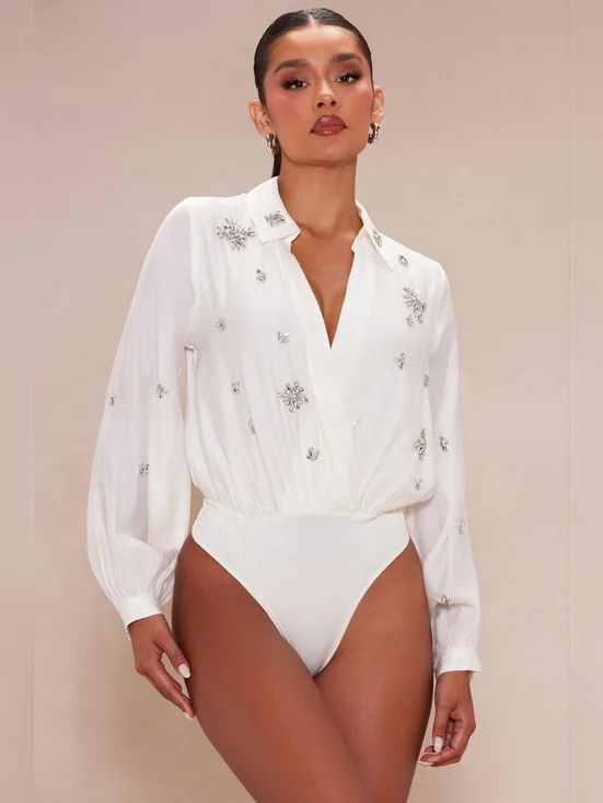 Fashion Nova embellish Bodysuit Pant Set - Picture 3 of 7